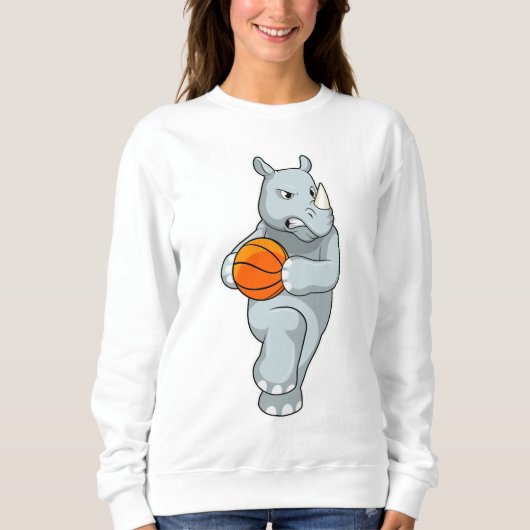 Rhino als Basketbalspeler met Basketball Trui (Voorkant)