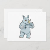 Rhino als Boxer bij Boxing Briefkaart (Voorkant / Achterkant)