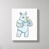 Rhino als Boxer bij Boxing Canvas Afdruk (Voorkant)
