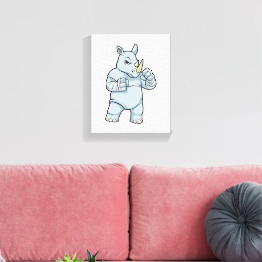 Rhino als Boxer bij Boxing Canvas Afdruk (Insitu (Woonkamer))