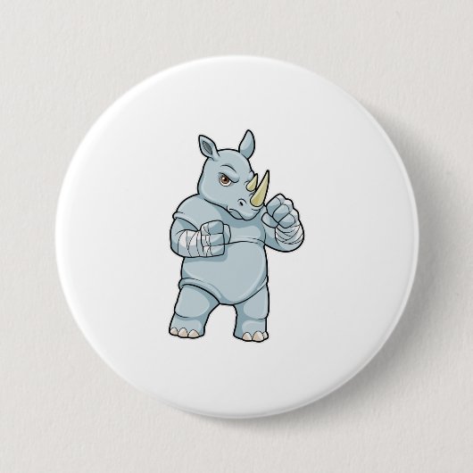 Rhino als Boxer bij Boxing Ronde Button 7,6 Cm (Voorkant)