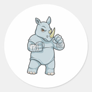 Rhino als Boxer bij Boxing Ronde Sticker