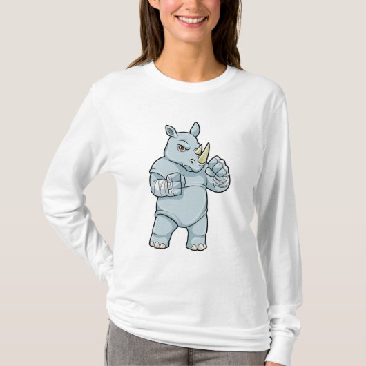 Rhino als Boxer bij Boxing T-shirt (Voorkant)