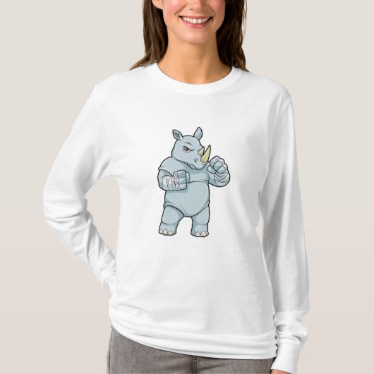 Rhino als Boxer bij Boxing T-shirt (Voorkant)