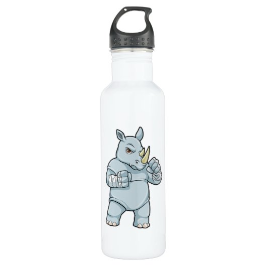Rhino als Boxer bij Boxing Waterfles (Voorkant)
