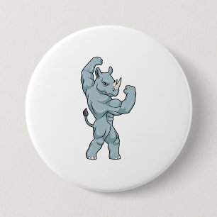 Rhino als extreme Bodybuilder Ronde Button 7,6 Cm