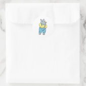 Rhino als Mechanisch met Franse Ronde Sticker (Tas)