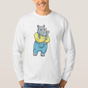 Rhino als Mechanisch met Franse T-shirt