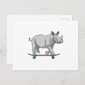Rhino als Skater met skateboard Briefkaart (Voorkant / Achterkant)