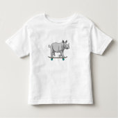 Rhino als Skater met skateboard Kinder Shirts (Voorkant)