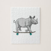 Rhino als Skater met skateboard Legpuzzel (Verticaal)
