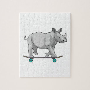 Rhino als Skater met skateboard Legpuzzel