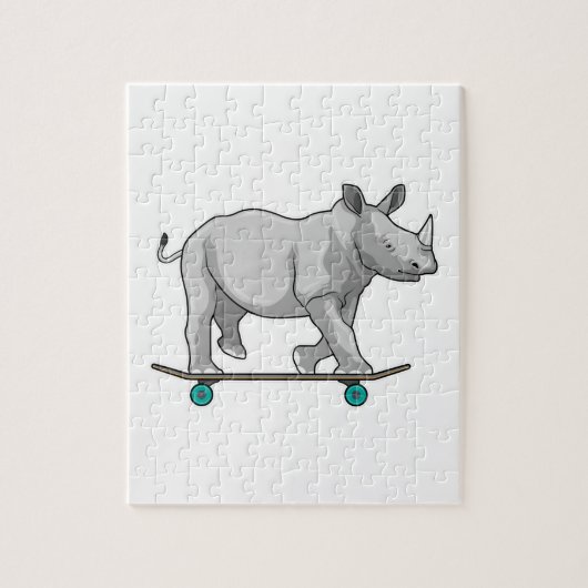 Rhino als Skater met skateboard Legpuzzel (Verticaal)