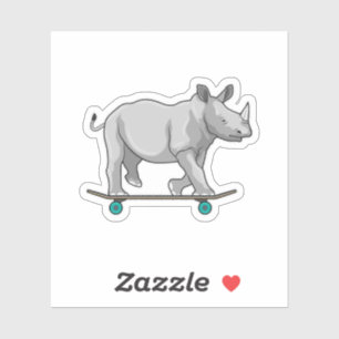 Rhino als Skater met skateboard Sticker