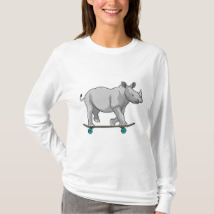 Rhino als Skater met skateboard T-shirt