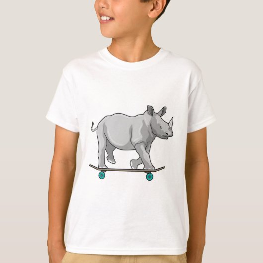 Rhino als Skater met skateboard T-shirt (Voorkant)
