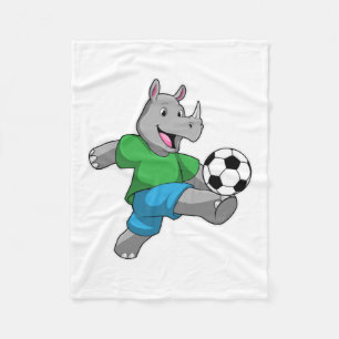 Rhino als voetbalspeler met Voetbal Fleece Deken