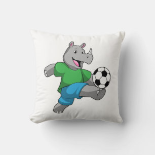 Rhino als voetbalspeler met Voetbal Kussen