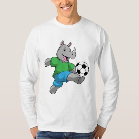 Rhino als voetbalspeler met Voetbal T-shirt (Voorkant)