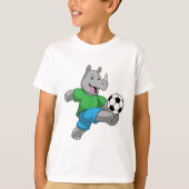 Rhino als voetbalspeler met Voetbal T-shirt (Voorkant)