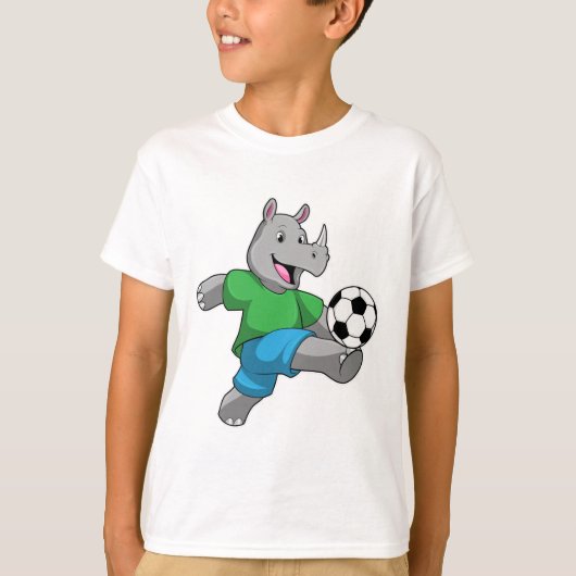 Rhino als voetbalspeler met Voetbal T-shirt (Voorkant)