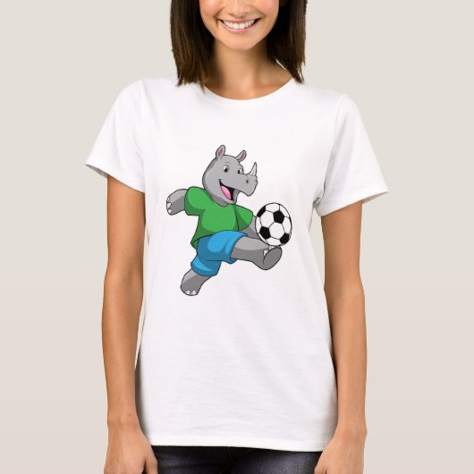 Rhino als voetbalspeler met Voetbal T-shirt (Voorkant)
