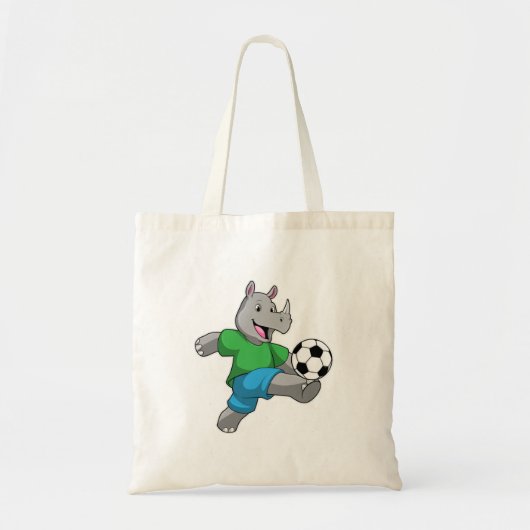 Rhino als voetbalspeler met Voetbal Tote Bag (Voorkant)