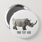 Rhino Animal Schattigee Schattige Douane Ronde Button 4,0 Cm (Voorkant /achterkant)