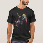 Rhino Artwork Kleurrijke Dierlijke Rhino T-shirt (Voorkant)