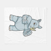 Rhino as Boxer at Boxing Fleece Deken (Voorkant (Horizontaal))
