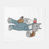 Rhino as Handyman with Water pump plits Fleece Deken (Voorkant (Horizontaal))