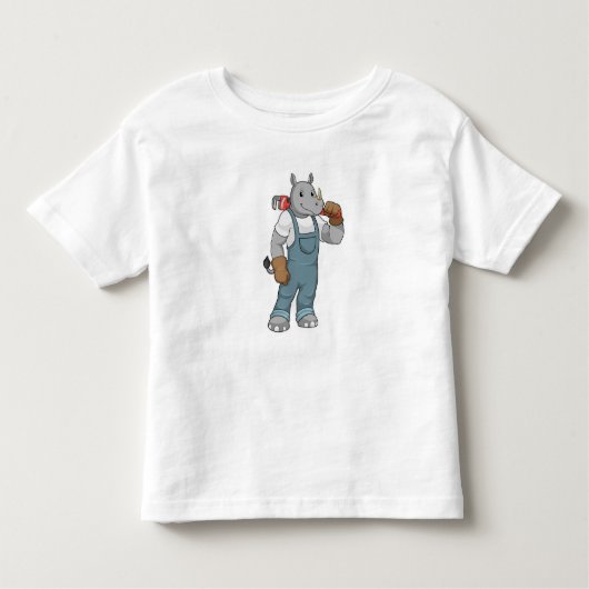 Rhino as Handyman with Water pump plits Kinder Shirts (Voorkant)
