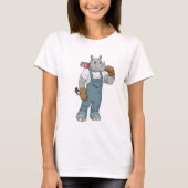 Rhino as Handyman with Water pump plits T-shirt (Voorkant)