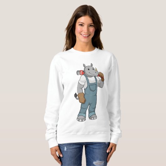 Rhino as Handyman with Water pump plits Trui (Voorkant volledig)