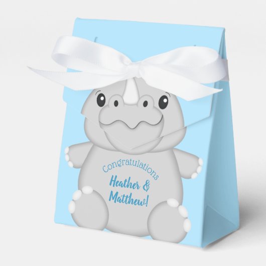 Rhino Baby shower Blue Bedankdoosjes (Voorkant Zijde)
