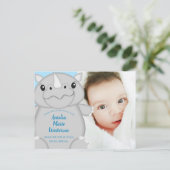 Rhino Baby shower Blue Briefkaart (Staand voorkant)