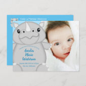 Rhino Baby shower Blue Briefkaart (Voorkant / Achterkant)