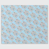 Rhino Baby shower Blue Cadeaupapier (Vlak)