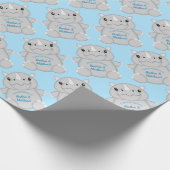 Rhino Baby shower Blue Cadeaupapier (Hoek)