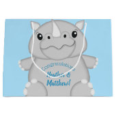 Rhino Baby shower Blue Groot Cadeauzakje (Voorkant)