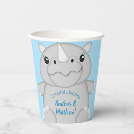 Rhino Baby shower Blue Papieren Bekers