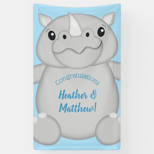 Rhino Baby shower Blue Spandoek (Verticaal)