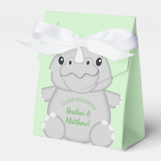 Rhino Baby shower Green Bedankdoosjes (Voorkant Zijde)