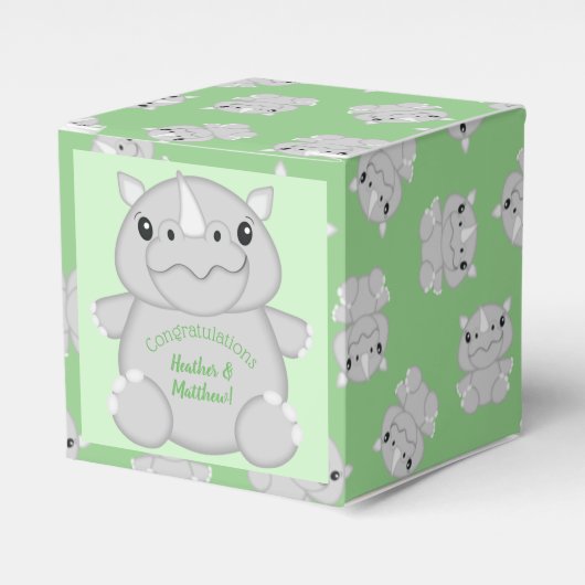 Rhino Baby shower Green Bedankdoosjes (Voorkant Zijde)