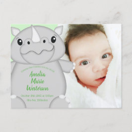 Rhino Baby shower Green Briefkaart