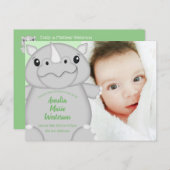 Rhino Baby shower Green Briefkaart (Voorkant / Achterkant)