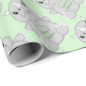 Rhino Baby shower Green Cadeaupapier (Rol Hoek)