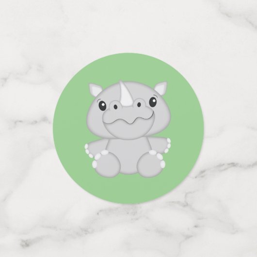 Rhino Baby shower Green Confetti (Kleine voorkant)