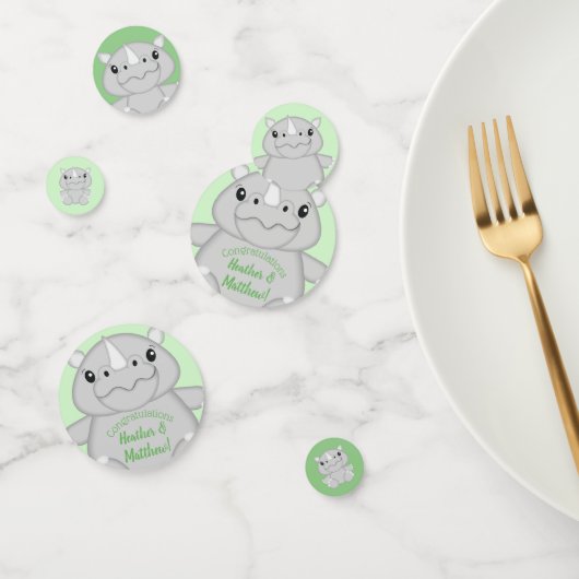 Rhino Baby shower Green Confetti (Groep)