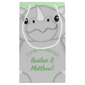 Rhino Baby shower Green Klein Cadeauzakje (Achterkant)